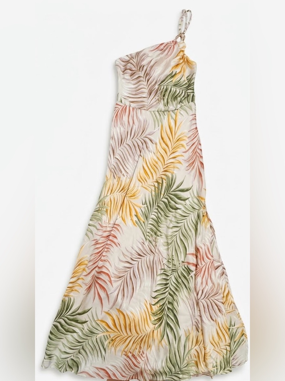 Summer Haus “Pink Palms” One-Shoulder Maxi Dress Tropical